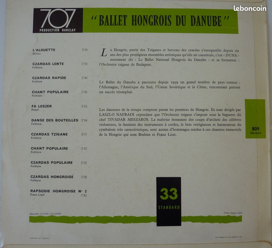 Orchestre tzigane du ballet Hongrois du Danube 33T (image 2)