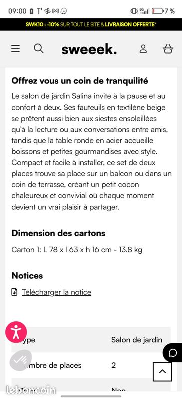 NEUF- 2 Fauteuils de jardin avec table basse (image 3)