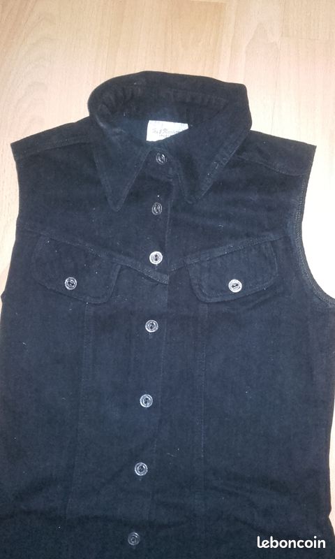 Veste longue noire sans manche (image 2)