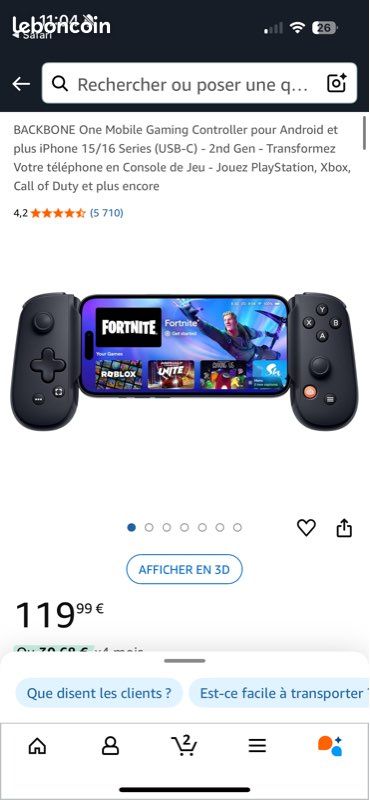BACKBONE One Mobile Gaming Controller pour Android et plus iPhone 15/16 Series (USB-C) - 2nd Gen - Transformez Votre téléphone en Console de Jeu - Jouez PlayStation, Xbox, Call of Duty et plus enco (image 1)