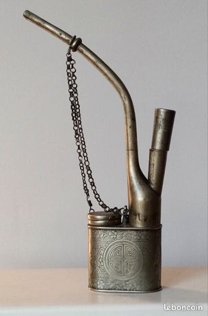 Pipe Chinoise Vintage En Métal Argenté - Objet De Collection Homme