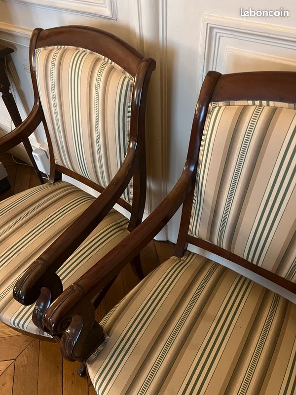 Paire de fauteuils à Crosse - Retapissés - XIXème (image 5)