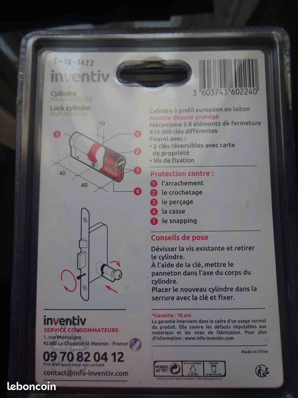 Cylindre HAUTE SECURITE (image 1)