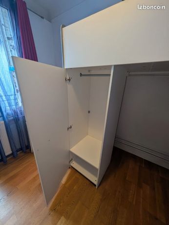 Lit Mezzanine 90x200 cm avec Bureau en L et Étagère, Design Minimaliste Lit Mezzanine 90x200 cm avec Bureau en L et Étagère, Design Minimaliste