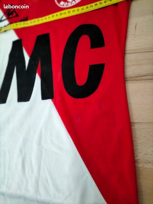 Maillot AS Monaco Vintage Le Coq Sportif - Coton Jersey Blanc/rouge, Taille XS (occasion)