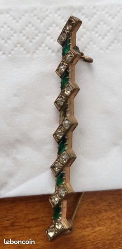 Épingle à Cravate Ou Foulard Art Déco – Métal Argenté Et Nacre