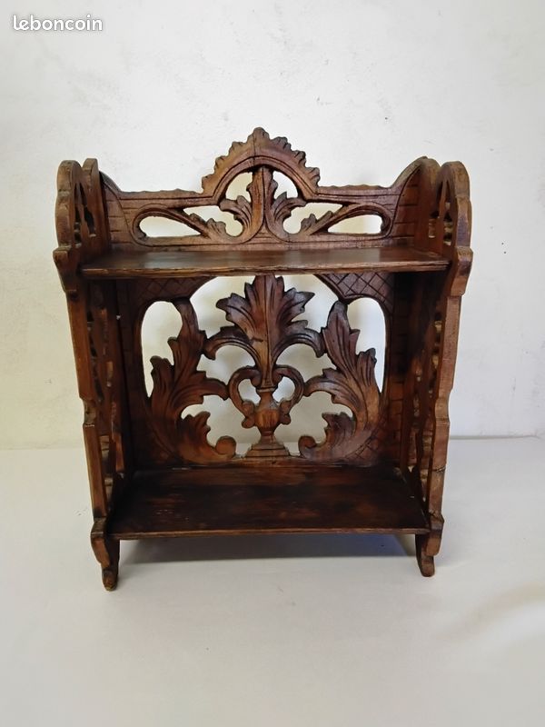 Étagère Murale Ancienne Reproduction – Bois Effet Vieilli 17 L, Déco Victorienne