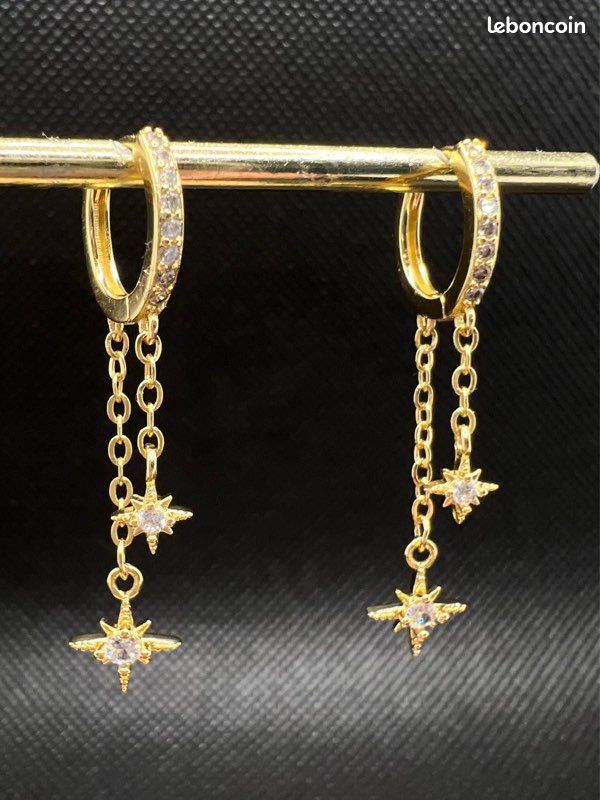 🌟Boucles d’oreilles étoile pendante or (image 1)