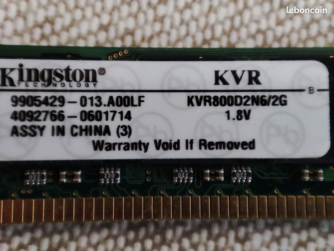 Barrettes Kingston 2Go PC6400 (lots de 10 = 20Go) (image 4)