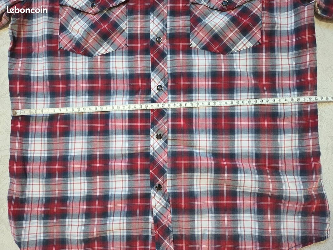 Chemise Dickies carreaux rouge noir blanc manches courtes workwear vintage taille M (image 11)