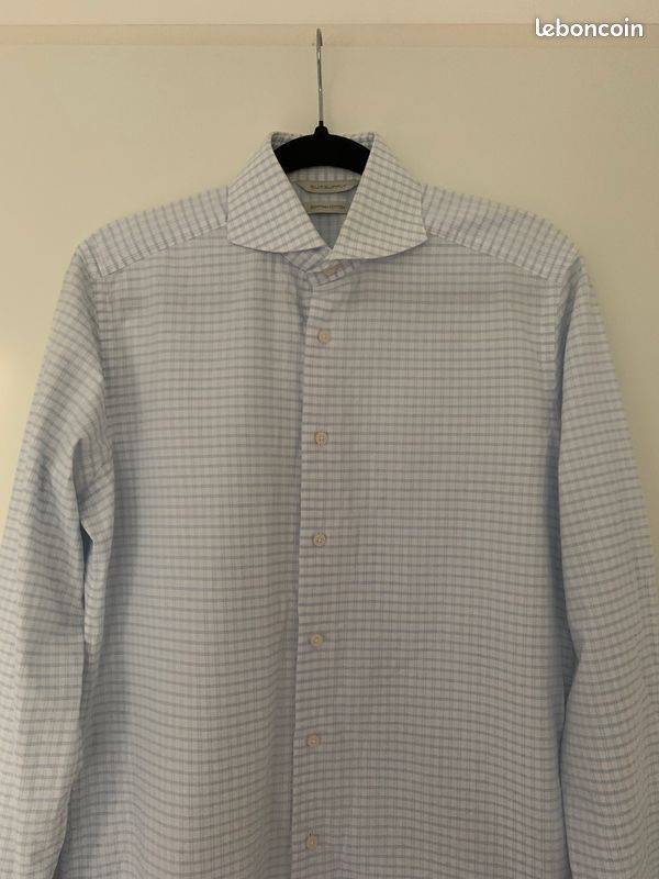 Chemise Suitsupply blanche à carreaux bleus neuve sans étiquette (image 3)