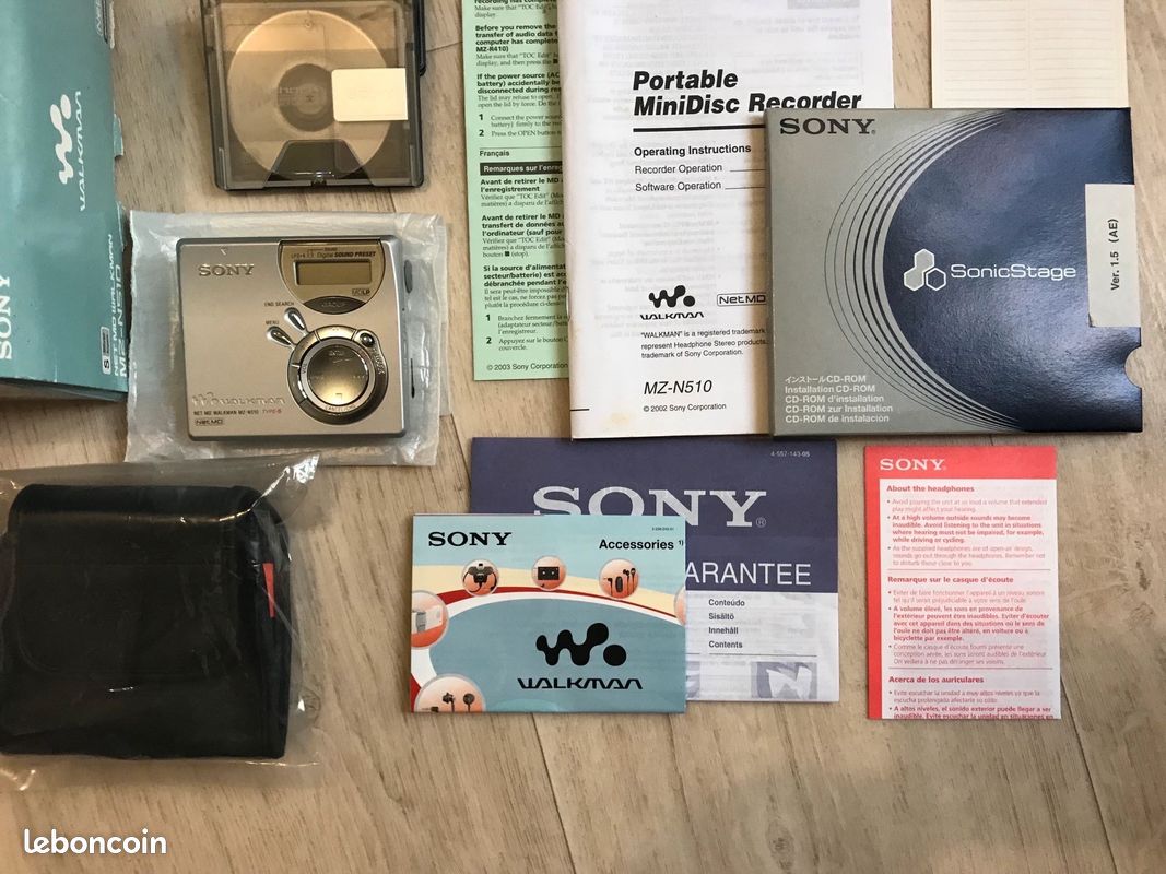 Sony MZ-N510 Net MD Walkman - MiniDisc Hi-MD - Gris - Avec Pochette Et 2 Disques