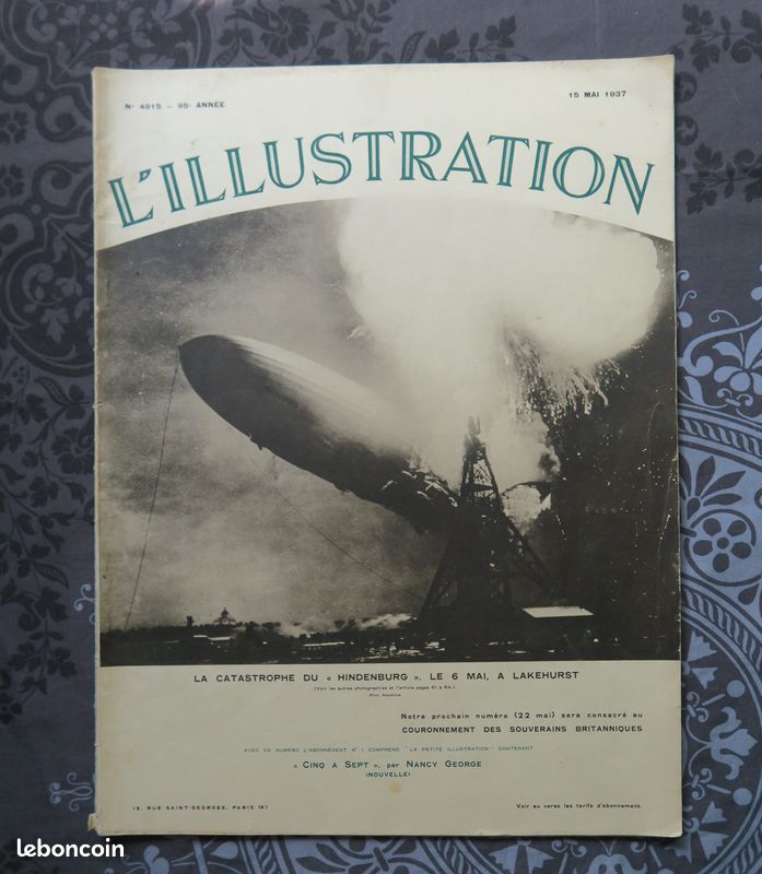 L'Illustration La catastrophe du ballon dirigeable "Hinderburg" 1937 (image 1)