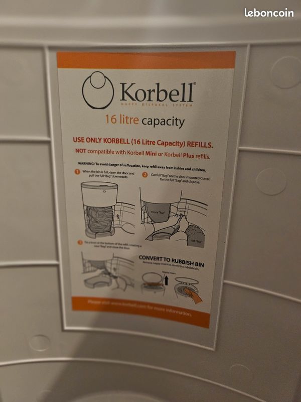 Poubelle à couches korbell 16L (image 6)
