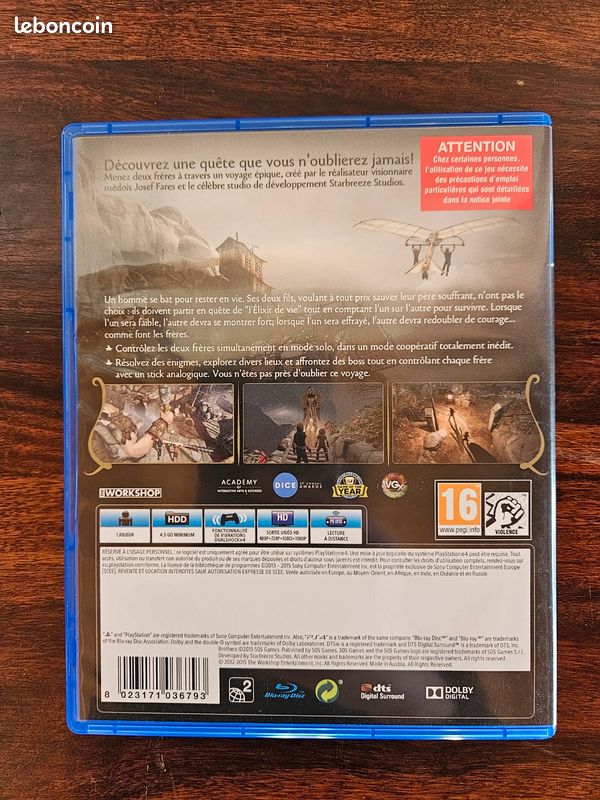 Jeu BROTHERS: A Tale Of Two Sons Pour PS4 - Très Bon État