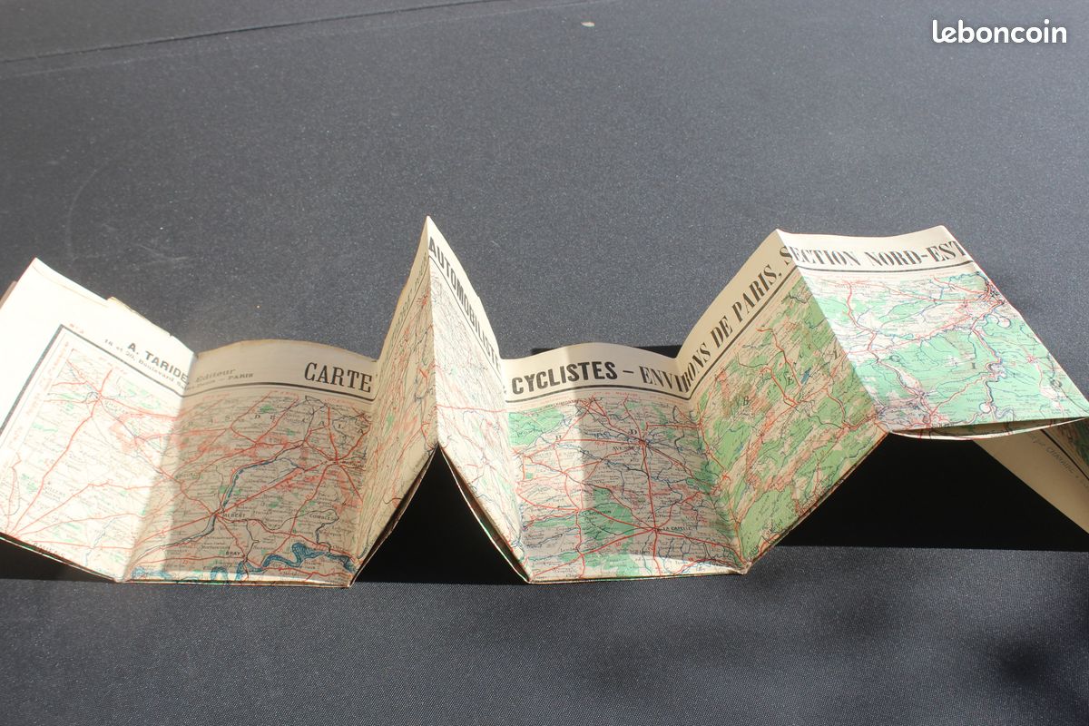 Carte routière ancienne pour Automobilistes et Cyclistes environ PARIS et section Nord-Est (image 8)