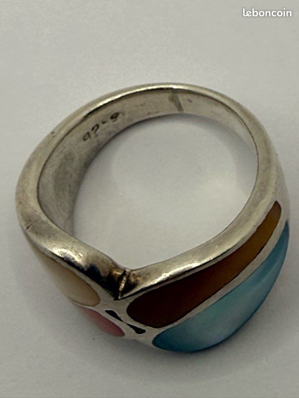 Bague Vintage Argent 925 - Taille 59 - Design Années 80/90 - Anneau Rétro
