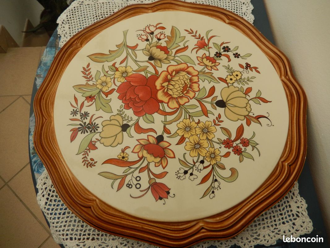 Plateau en céramique fleurie Herbolzheim - vintage (image 1)