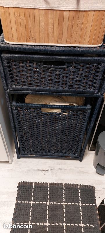 Panier à linge bleu plastique (image 4)