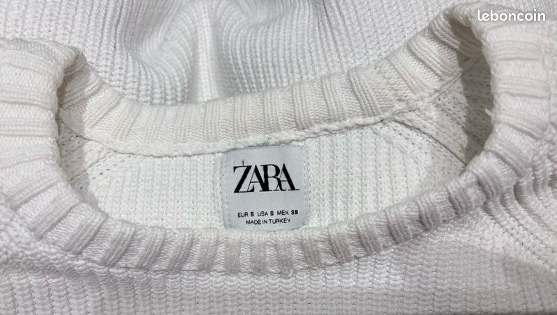 Sweat Zara Femme Blanc Coton - Taille M (occasion Bon état)