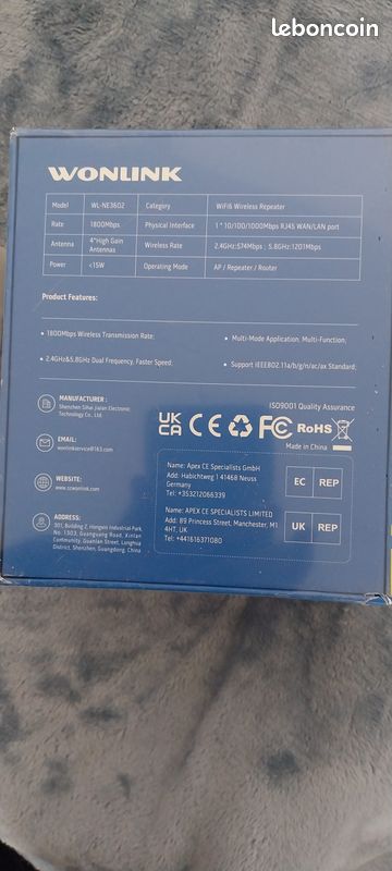 Répéteur WiFi 6 AX1800 Mbps Amplificateur WiFi Puissant avec Port Gigabit, Double Bande WiFi (image 3)