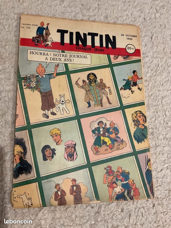 Journal Tintin n°105 1950 n°105 couverture Hergé (image 1)