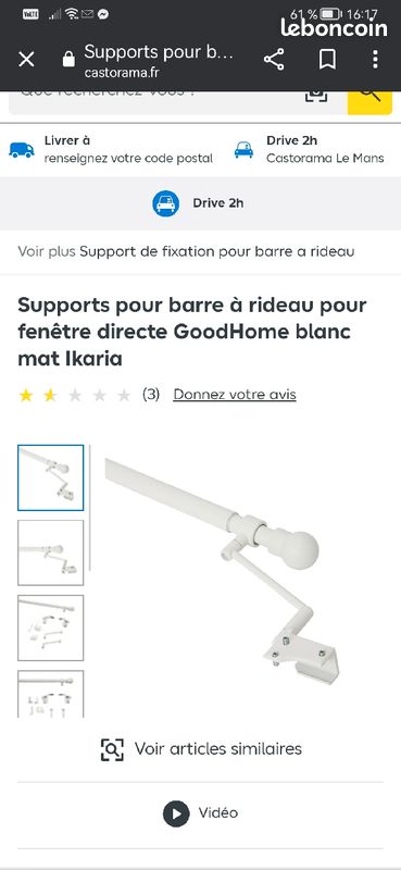 Supports pour barre à rideau ikaria neuf goodhome (image 4)