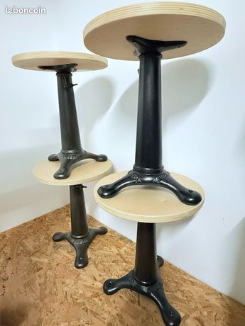 Tabouret Atelier Singer Fonte - Réglable Hauteur 41,5/59cm, Vintage Industriel