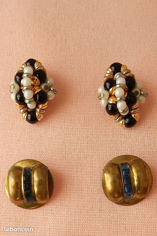 Lot de 2 Paires de Boucles d'Oreilles Clips Vintage – Style Rétro & Chic - Montres & Bijoux