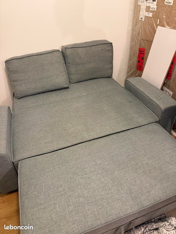 Canapé convertible gris – Bon état + plaid offert (image 5)