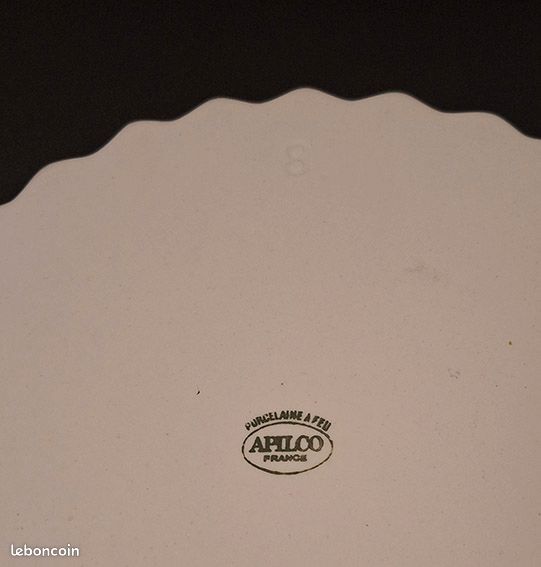 Plat à tarte plissé vintage - Porcelaine à feu APILCO France - Blanc (image 2)