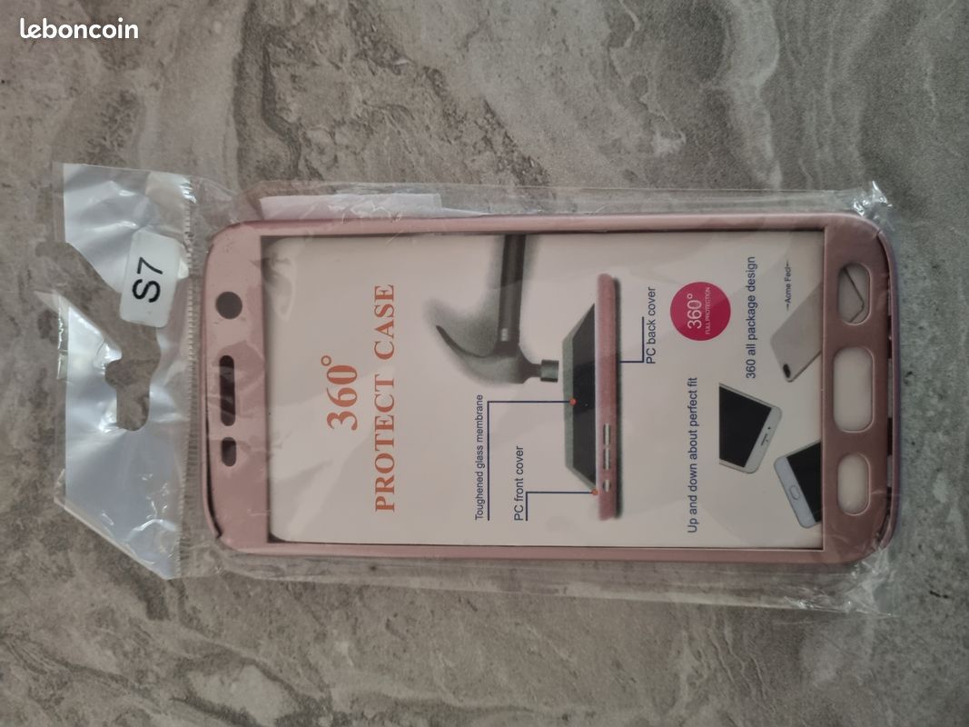 Coque 360 samsung S7 rose chrome (image 1)