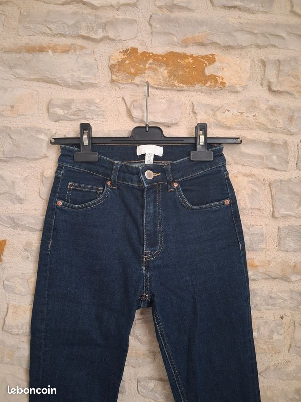 Jean slim bleu marine "H&M" taille XS (34) en tres bon etat (image 2)