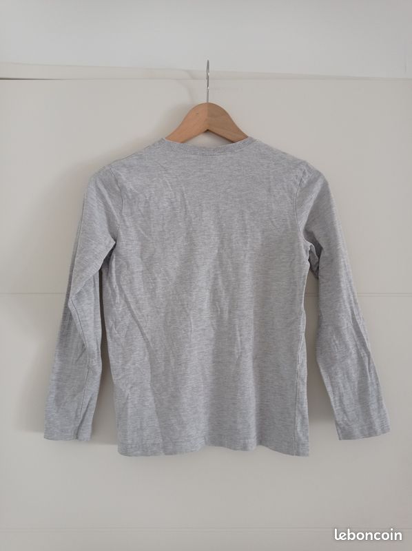 Pull t-shirt manches longues gris garçon 12 ans TAO Tape à l'oeil Bon état Ni tâche ni trou En coton (image 6)