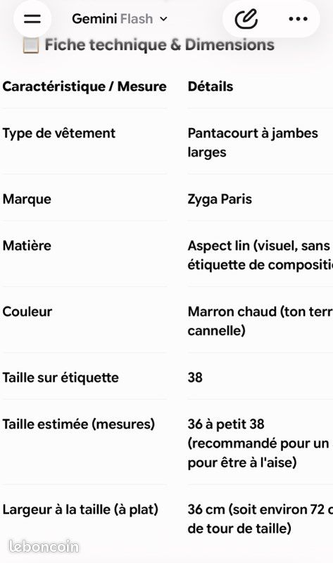 Pantacourt large »Zyga »lin marron (image 6)