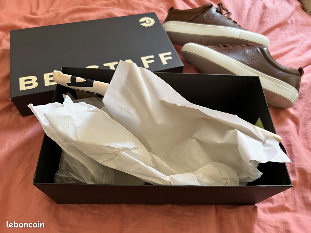 Paire de baskets neuves 41-42 belstaff walton 100% authentiques originales en cuir nappa moto motards (image 4)