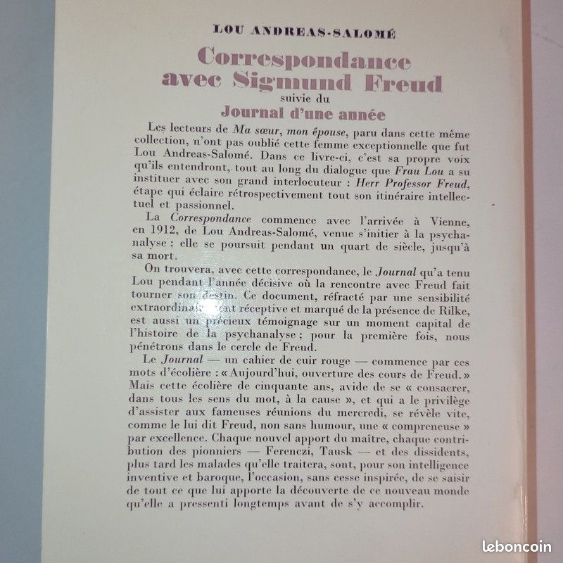 RARE livre Lou Andreas-Salomé correspondance avec Freud (image 3)