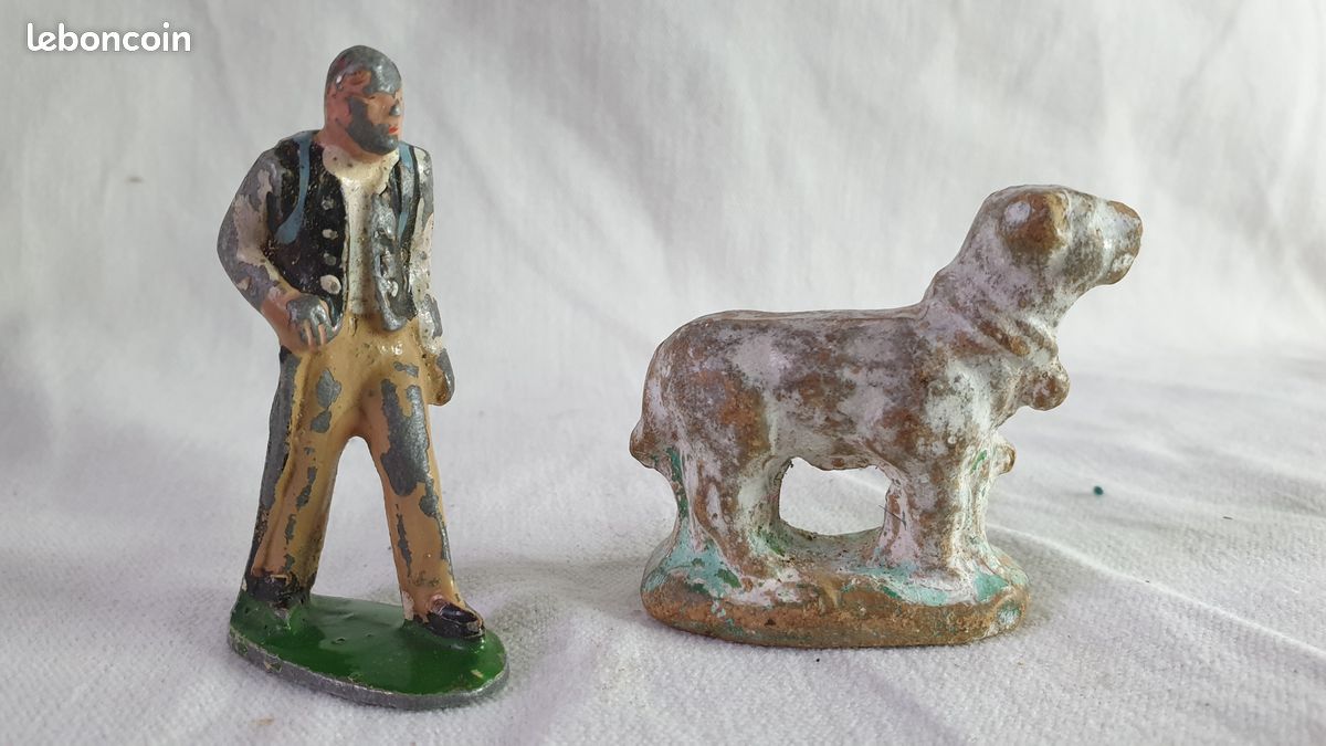 Lot De Figurines Vintage Quiralu - Colporteur Et Animaux - Miniatures Collection