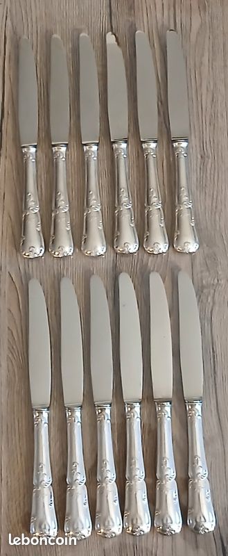 12 couteaux à entremets ERCUIS modèle VIEUX PARIS métal argenté no CLUNY 20,5 cm | Métal argenté