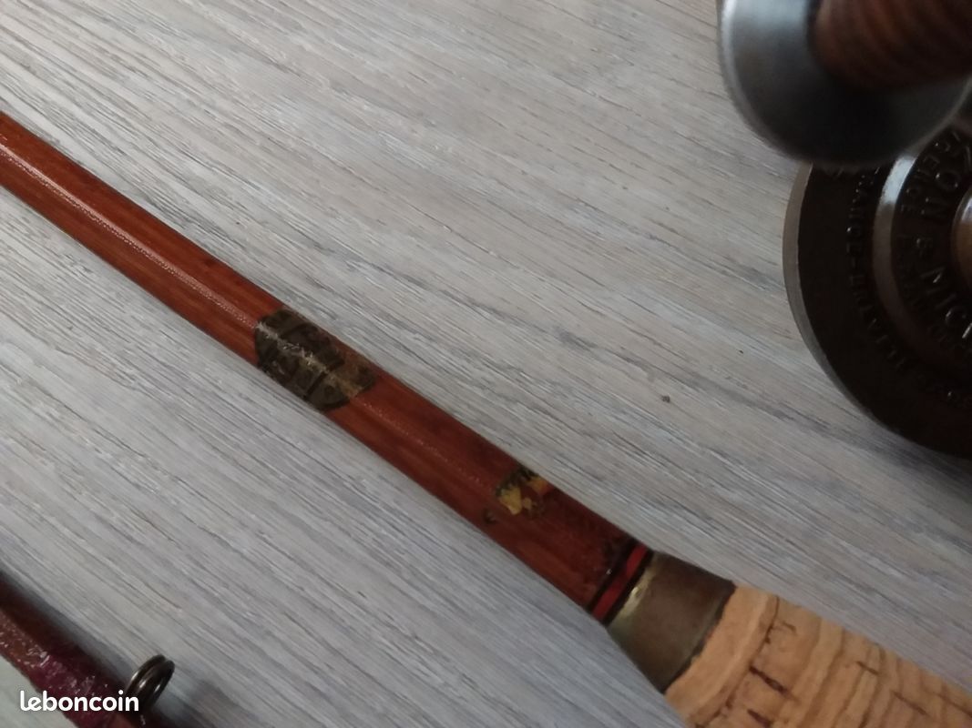 Canne lancer mouche 2 brins en bambou refendu et scion fibre, poignée
