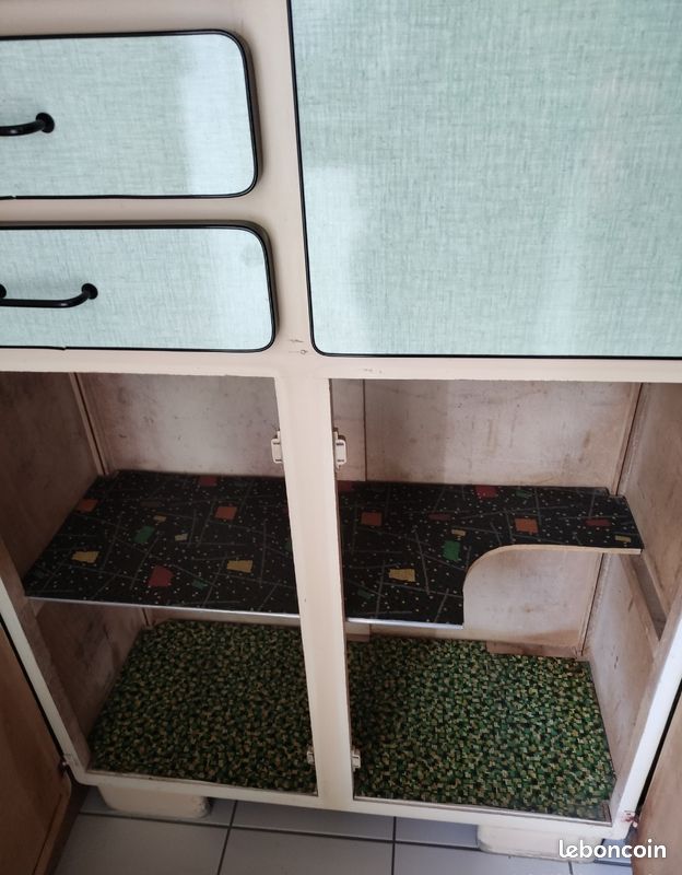 Buffet de cuisine en formica vert vintage (image 3)