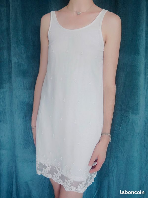 Robe nuisette mesh dentelle blanc ivoire vintage / Mango Suit - 38/M (image 3)
