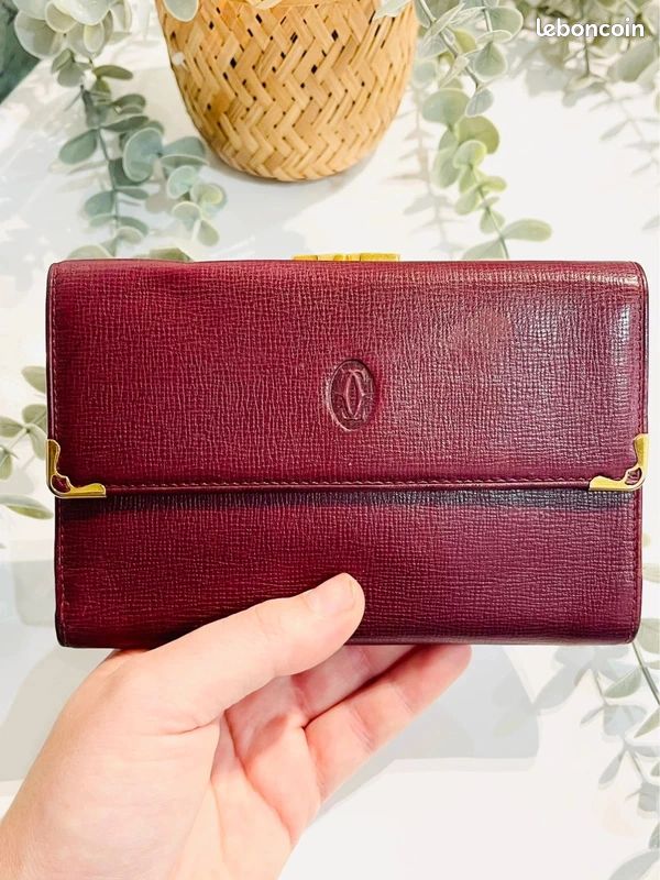 Portefeuille En Cuir Rouge Bordeaux Vintage - Porte-monnaie En Maroquinerie - Pour Femme, Occasion