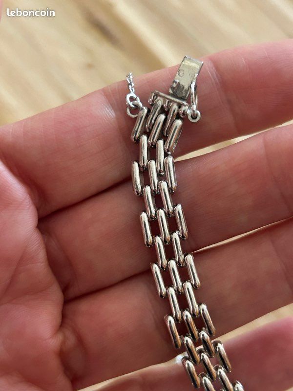 Bracelet Chaîne Ancien Argent Massif – Longueur 18 Cm, Bijou Vintage 1927
