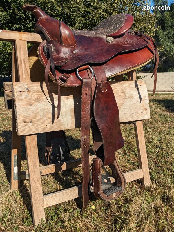 Selle Western Orlov Hill Pour Poney - Enfant - Plaisir/Trail - Cuir Marron