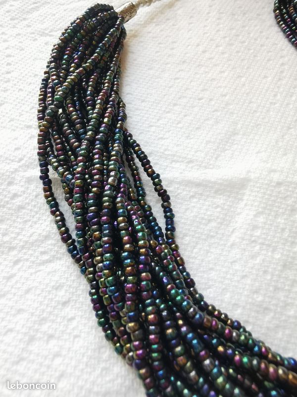 Ras De Cou En Perles De Rocailles Tressées - Fait Main, Vert Clair - Bijou Artisanal