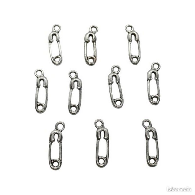 10 Breloques _ EPINGLE A NOURRICE 19X6mm _ Perles charms création bijoux _B029 (image 4)