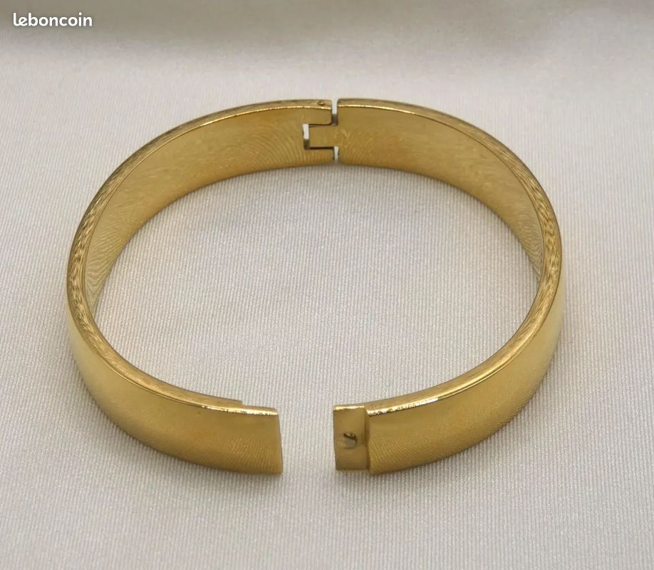 Bracelet Jonc Large Doré Acier Inoxydable - Style Rétro Vintage Pour Femme - Neuf Sans Boîte