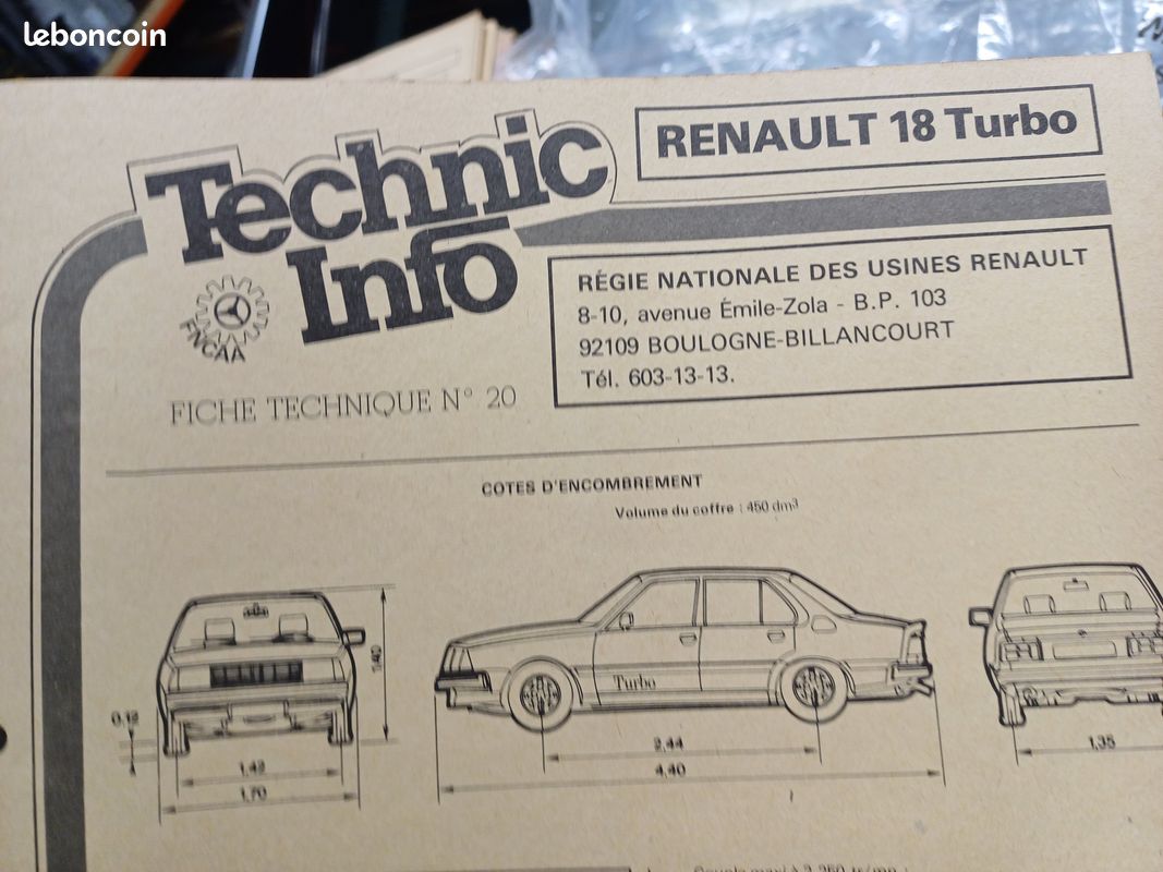 Fiche technic info voiture Francaise annee 70 - 90 (image 10)