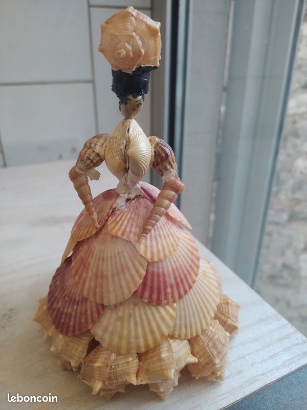 3 Figurines Japonaises – Orchestre Féminin En Bois Et Coquillage (Fabriqué Japon)